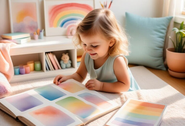Child using mess-free watercolor painting book on airplane