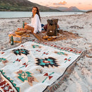 Tribal Aztec Cotton Picnic Blanket With Tassels – Boho Outdoor Rug & Sofa Throw
