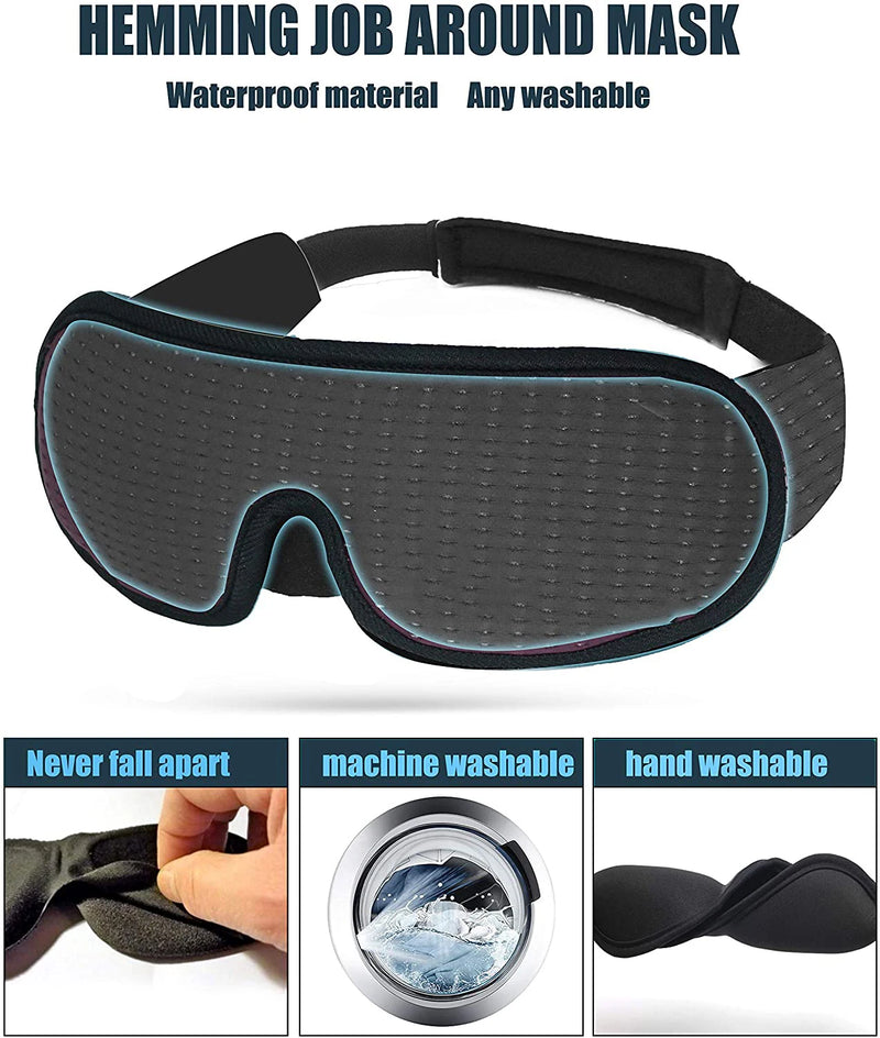 3D Sleep Mask Lights Blockout | Soft Memory Foam Eye Shade for Total Darkness & Comfort