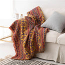 Tribal Aztec Cotton Picnic Blanket With Tassels – Boho Outdoor Rug & Sofa Throw