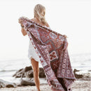 Tribal Aztec Cotton Picnic Blanket With Tassels – Boho Outdoor Rug & Sofa Throw