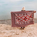 Tribal Aztec Cotton Picnic Blanket With Tassels – Boho Outdoor Rug & Sofa Throw