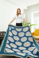 Tribal Aztec Cotton Picnic Blanket With Tassels – Boho Outdoor Rug & Sofa Throw