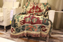 Tribal Aztec Cotton Picnic Blanket With Tassels – Boho Outdoor Rug & Sofa Throw