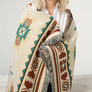 Tribal Aztec Cotton Picnic Blanket With Tassels – Boho Outdoor Rug & Sofa Throw