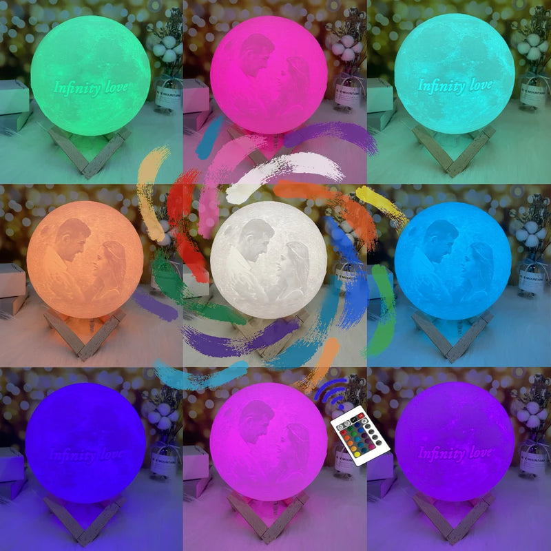 3D Printing Moon Lamp – Custom Personalized Photo & Text Night Light, USB Rechargeable Lunar Gift