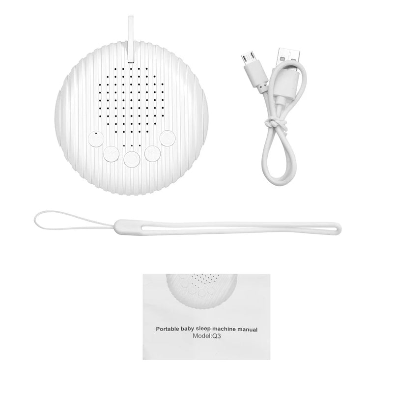 Portable White Noise Sound Machine for Baby Sleep, 10 Soothing Sounds, Rechargeable, USB-Powered