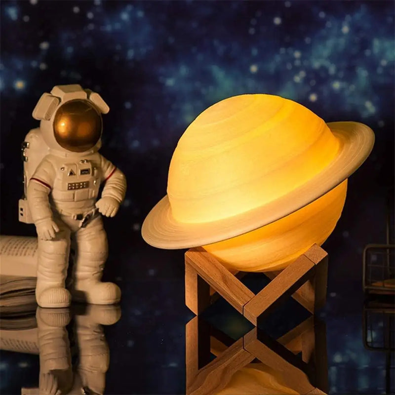 3D Print Saturn Night Lamp 16 Colors Remote Touch Control Bedside Lamp Bedroom Moon Light