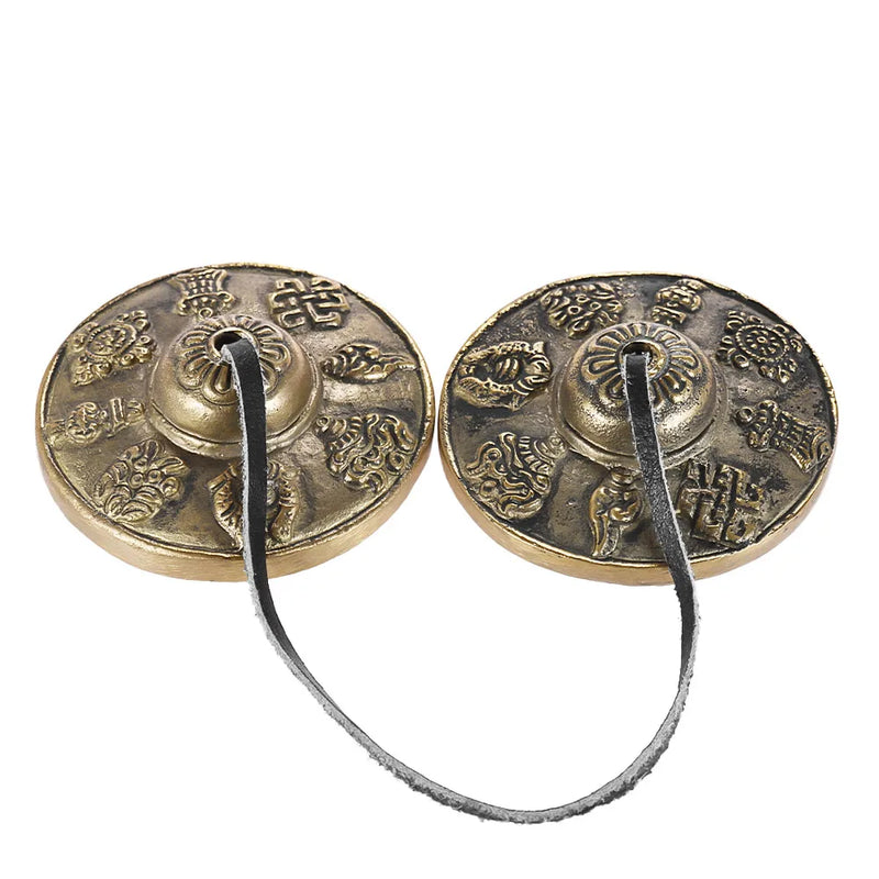 Handcrafted Tibetan Tingsha Cymbal Bell With 8 Auspicious Symbols – 6.5cm