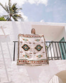 Tribal Aztec Cotton Picnic Blanket With Tassels – Boho Outdoor Rug & Sofa Throw