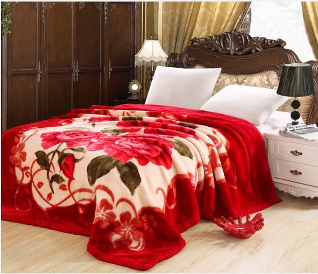 Double Layer Raschel Blanket - Soft Faux Fur Mink Throw, Warm Plush Weighted Blanket 150x200cm