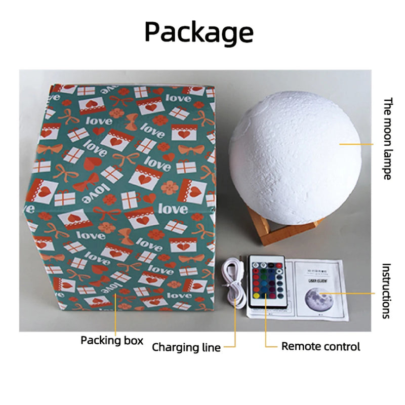 3D Printing Moon Lamp – Custom Personalized Photo & Text Night Light, USB Rechargeable Lunar Gift