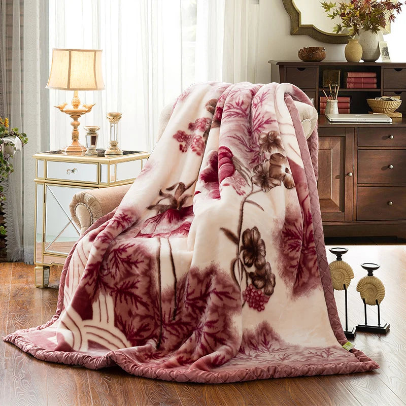 Double Layer Raschel Blanket - Soft Faux Fur Mink Throw, Warm Plush Weighted Blanket 150x200cm