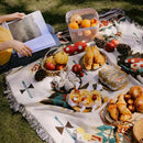 Tribal Aztec Cotton Picnic Blanket With Tassels – Boho Outdoor Rug & Sofa Throw