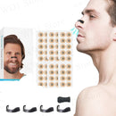 Nasal dilator kit with packaging and a man wearing it.