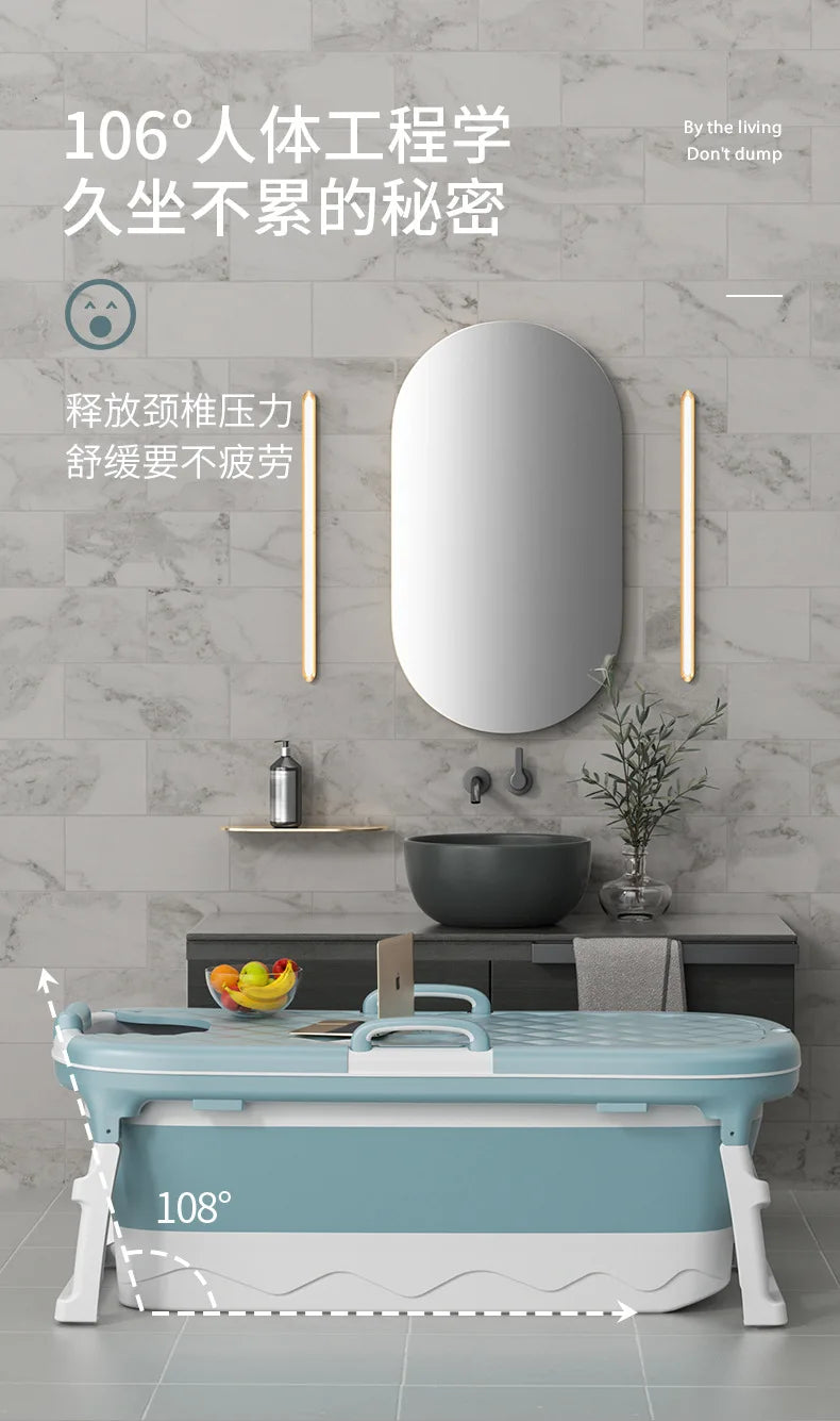 Foldable Adult Bathtub – Thickened Full Body Plastic Soaking Tub for Home Use