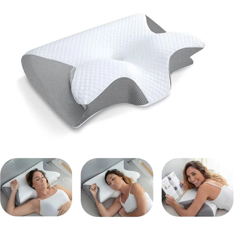 Memory Foam Cervical Pillow - 2-in-1 Ergonomic Contour Orthopedic Pillow for Neck Pain Relief