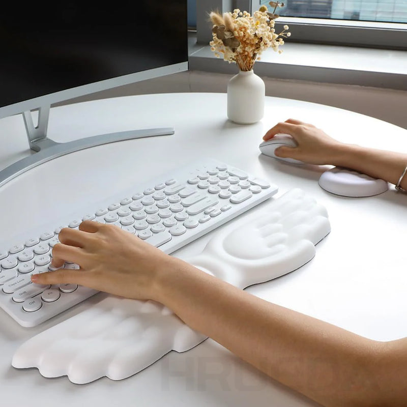 Cloud Keyboard & Mouse Pad with Wrist Rest – Ergonomic Memory Foam Support for Office & Gaming
