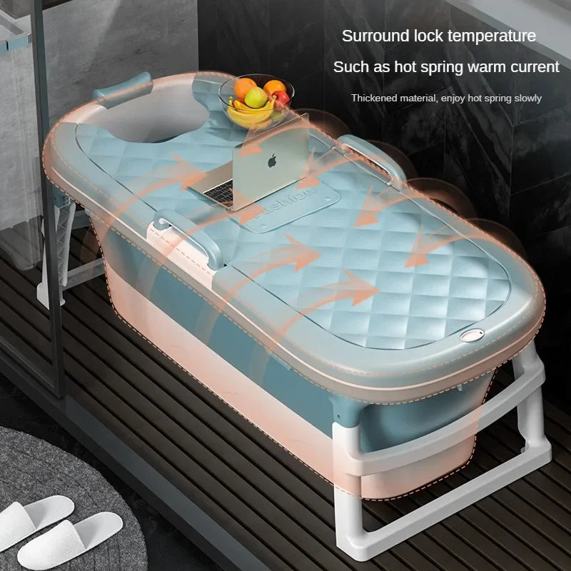 Foldable Adult Bathtub – Thickened Full Body Plastic Soaking Tub for Home Use