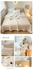 Solid Colour Thickened Double-Sided Lamb Fleece and Tafu Fleece Jacquard Blanket for Home and Office