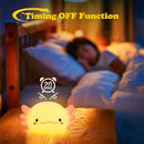 Cute Axolotl Silicone Night Light – Touch-Control Rechargeable Lamp for Kids & Nursery
