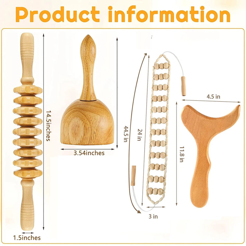 Wood Therapy Massage Tools – Lymphatic Drainage & Body Sculpting Kit  Anti-Cellulite Maderoterapia