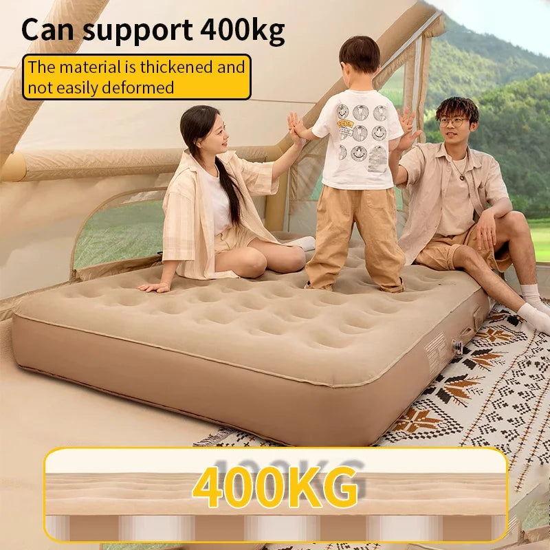 Double Inflatable Air Mattress With Built-in Pump Self-Inflating Camping Bed for Outdoor Indoor Use