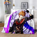 Genshin Impact Flannel Blanket Featuring Tartaglia Zhongli Xiao Kazuha Hutiao Characters