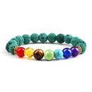 Classic 7 Chakra Energy Bracelet – Natural Volcanic Stone Yoga Meditation Jewelry