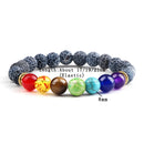 Classic 7 Chakra Energy Bracelet – Natural Volcanic Stone Yoga Meditation Jewelry