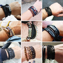 Braided Leather Wrap Bracelet for Men – Vintage Beaded Tribal Wristband with Charms