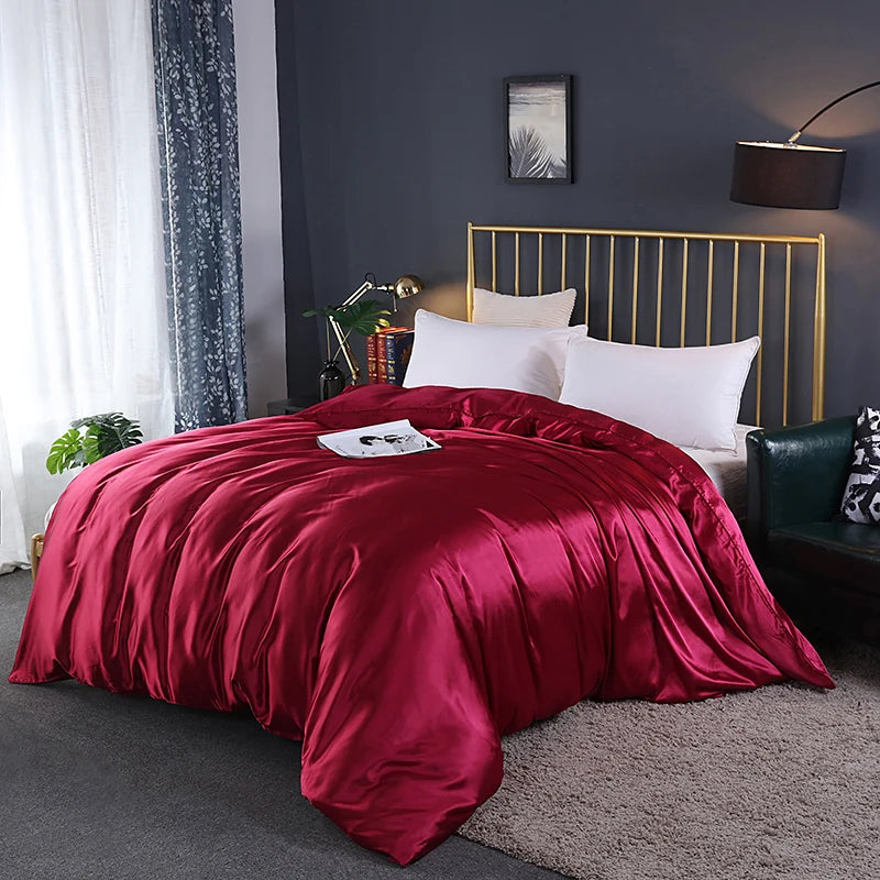 Luxury Satin Duvet Cover – Single & Double Sizes, Solid Color, Ultra-Soft Bedding