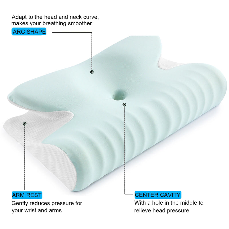 Memory Foam Pillow Bed Orthopedic Rebound Butterfly Shaped for Neck Pain Cervical Neck Stretcher
