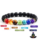 Classic 7 Chakra Energy Bracelet – Natural Volcanic Stone Yoga Meditation Jewelry