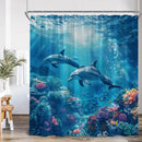 Undersea Cartoon Shower Curtain With Sea Turtle & Coral