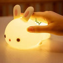 Rabbit night light – touch sensor RGB LED bunny lamp, USB rechargeable silicone nightlight