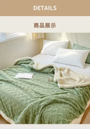 Solid Colour Thickened Double-Sided Lamb Fleece and Tafu Fleece Jacquard Blanket for Home and Office
