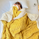 Solid Colour Thickened Double-Sided Lamb Fleece and Tafu Fleece Jacquard Blanket for Home and Office