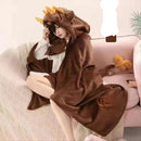 Animal Wearable Hooded Blanket Cloak – Soft Coral Fleece Cosplay Shawl