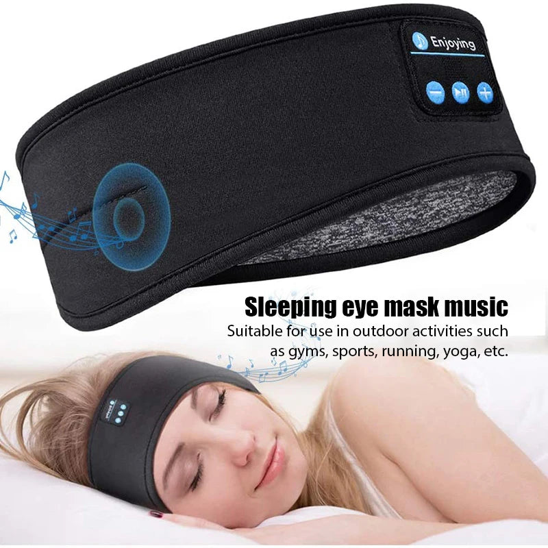Bluetooth Sports Headband Earphones – Elastic Wireless Headphones with Music Eye Mask