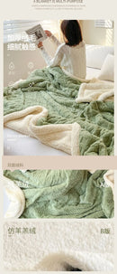 Solid Colour Thickened Double-Sided Lamb Fleece and Tafu Fleece Jacquard Blanket for Home and Office