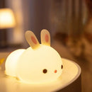 Rabbit night light – touch sensor RGB LED bunny lamp, USB rechargeable silicone nightlight