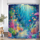 Undersea Cartoon Shower Curtain With Sea Turtle & Coral