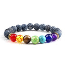 Classic 7 Chakra Energy Bracelet – Natural Volcanic Stone Yoga Meditation Jewelry