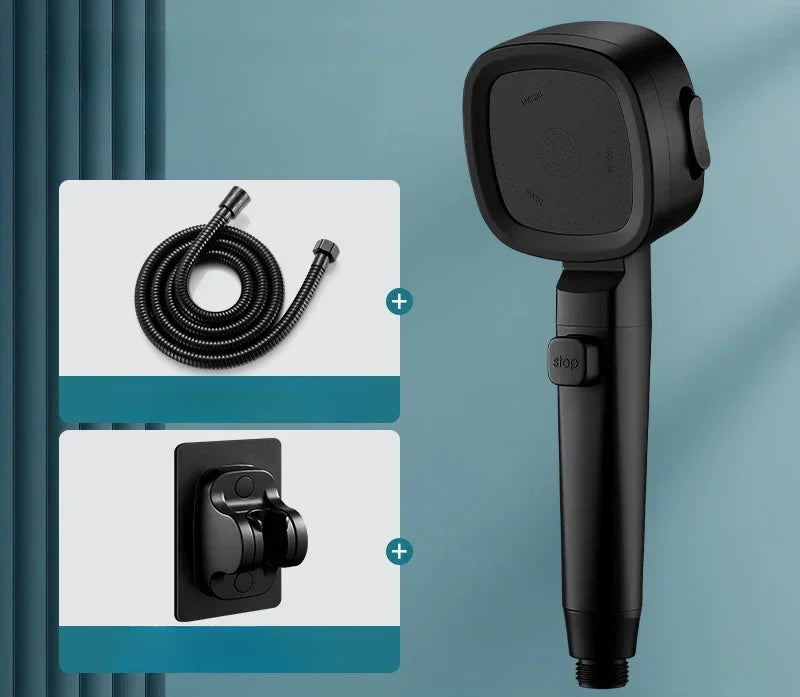 High-Pressure Shower Head – 3 Modes, Water-Saving, One-Key Stop