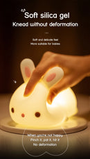 Rabbit night light – touch sensor RGB LED bunny lamp, USB rechargeable silicone nightlight