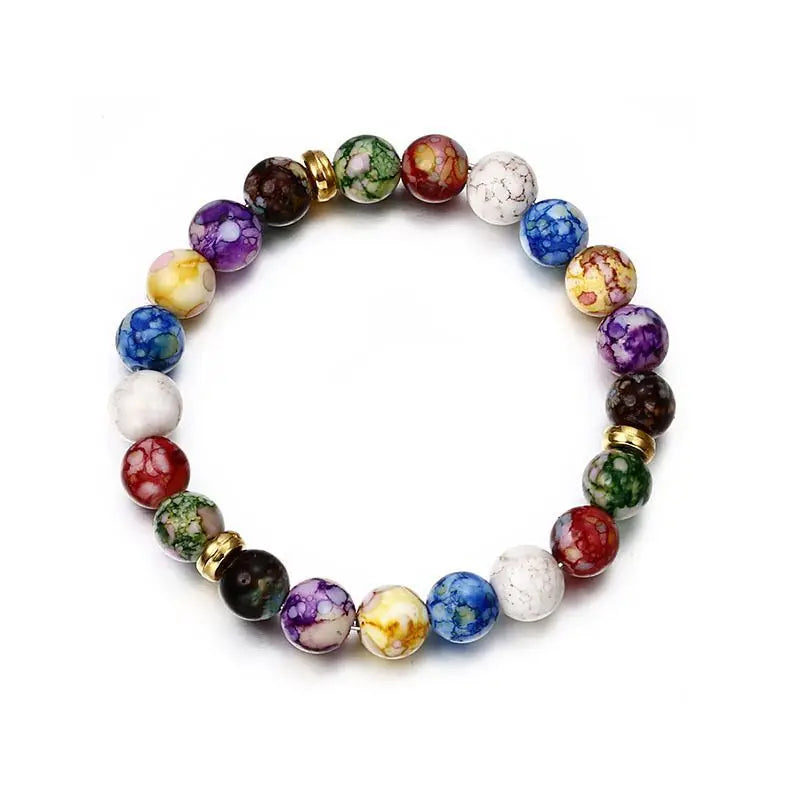 Classic 7 Chakra Energy Bracelet – Natural Volcanic Stone Yoga Meditation Jewelry