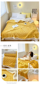Solid Colour Thickened Double-Sided Lamb Fleece and Tafu Fleece Jacquard Blanket for Home and Office