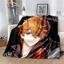 Genshin Impact Flannel Blanket Featuring Tartaglia Zhongli Xiao Kazuha Hutiao Characters