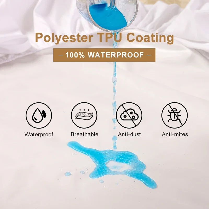 Waterproof Fitted Sheet Mattress Protector – Breathable, Anti-Dust Mite,  Polyester Cotton Bedding